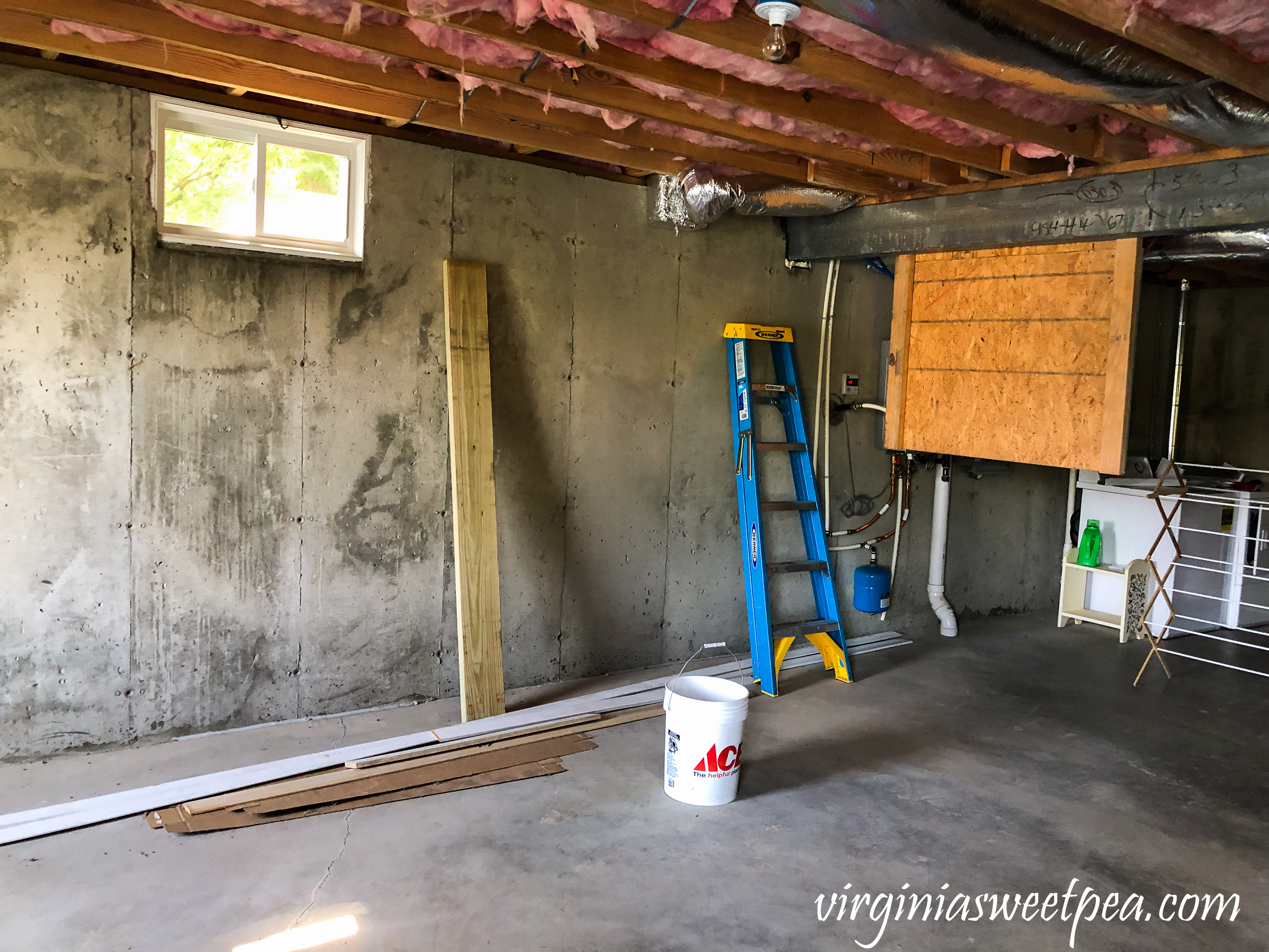 Unfinished basement at Smith Mountain Lake, VA