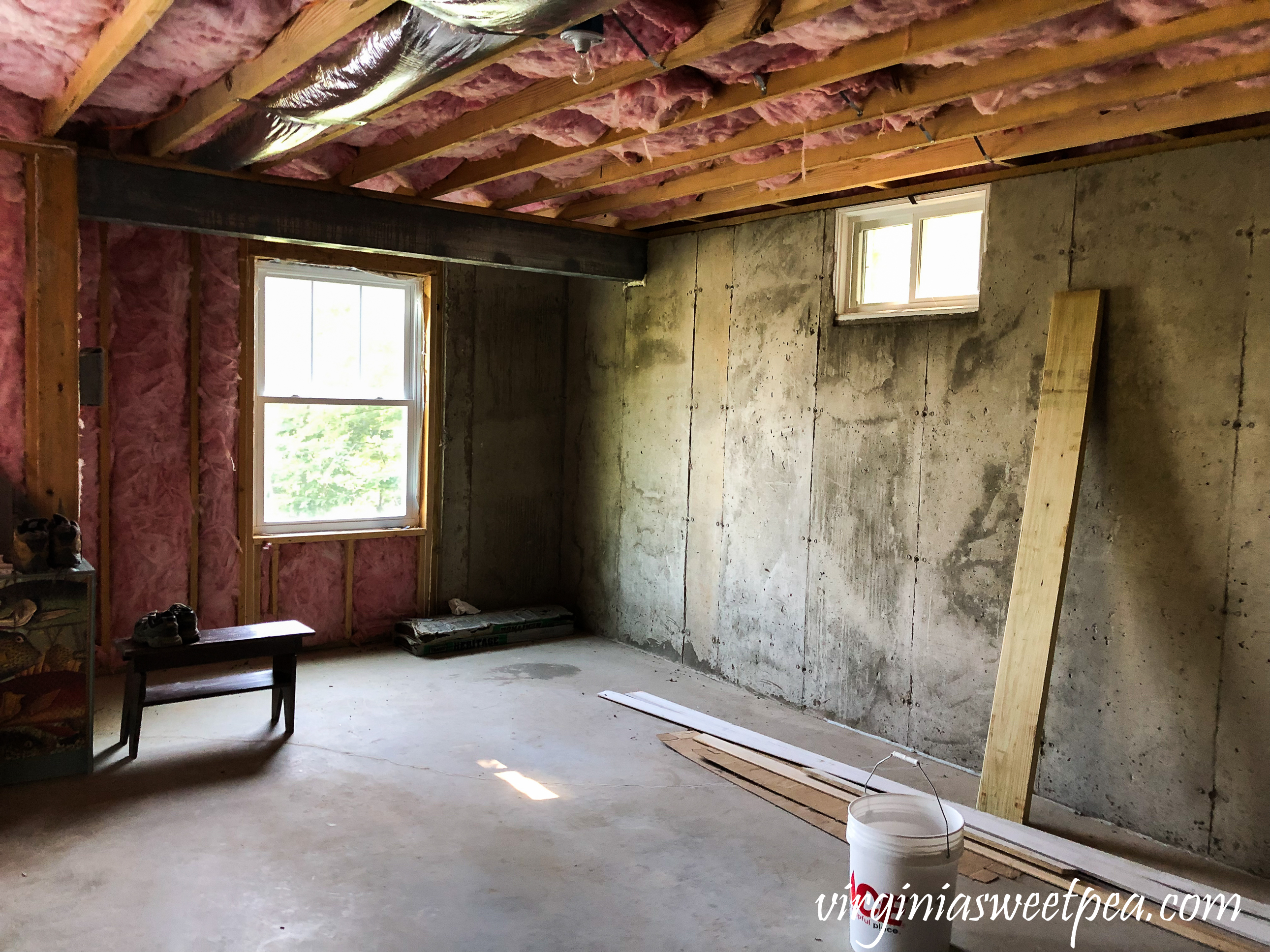 Unfinished basement at Smith Mountain Lake, VA