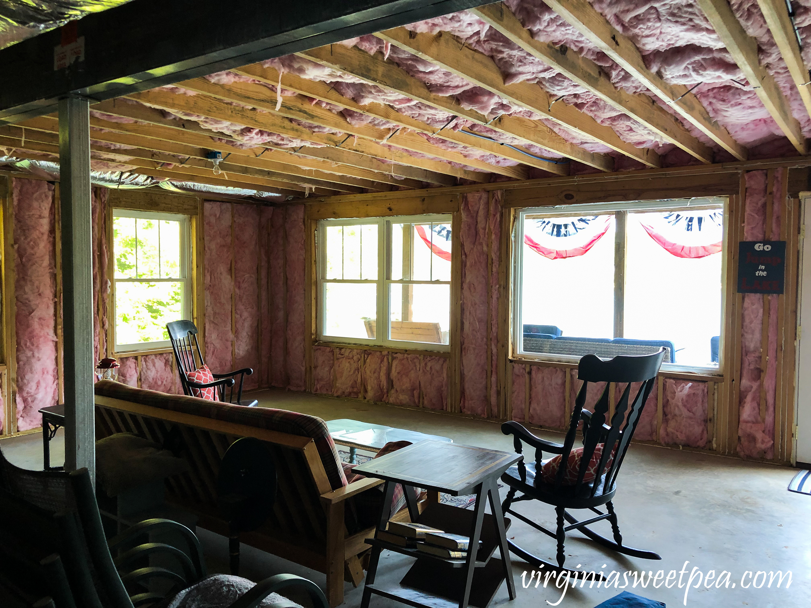 Unfinished basement at Smith Mountain Lake, VA