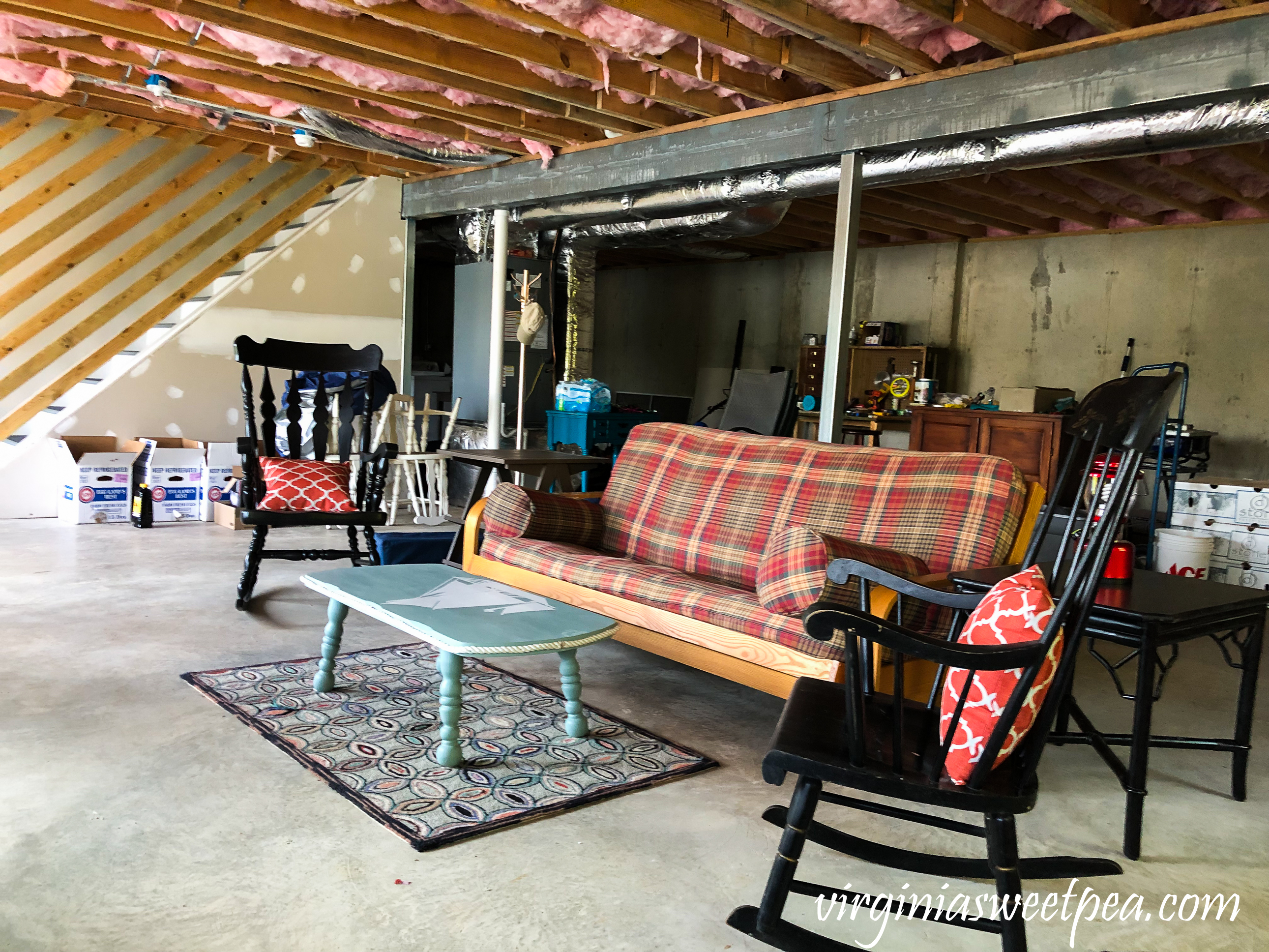 Unfinished basement at Smith Mountain Lake, VA