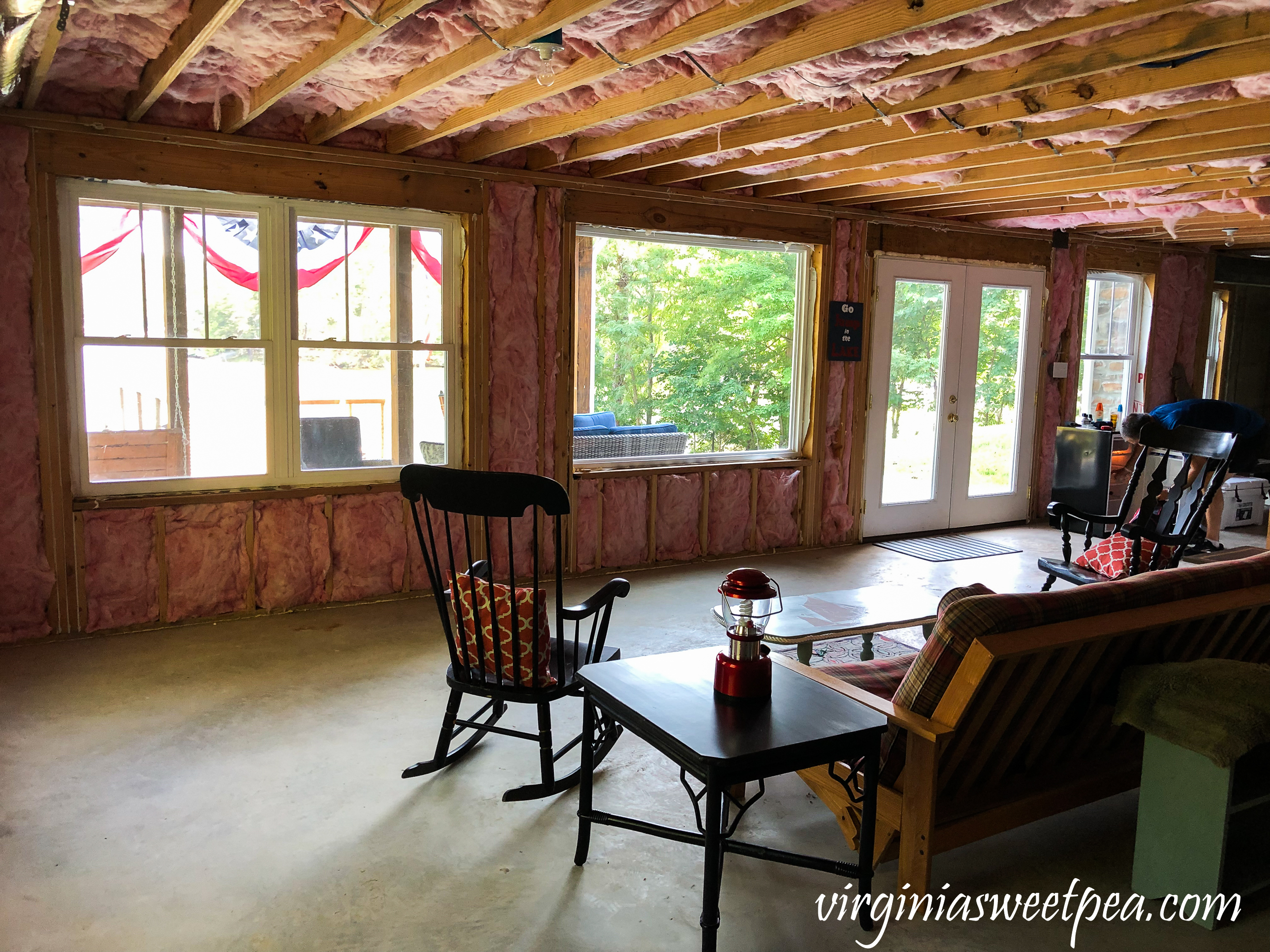 Unfinished basement at Smith Mountain Lake, VA