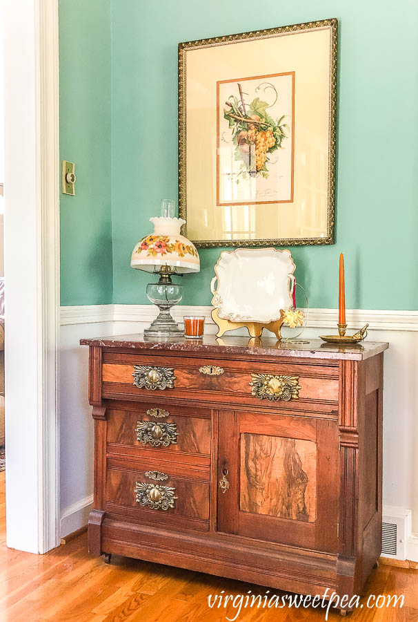 Dining Room Decorated for Fall with Vintage