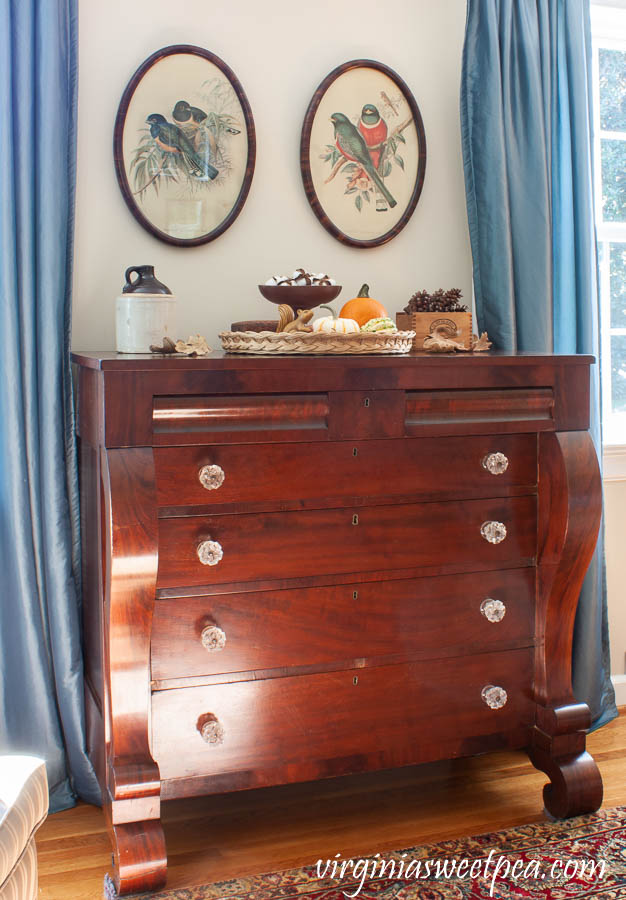 Fall Vignette on an antique chest