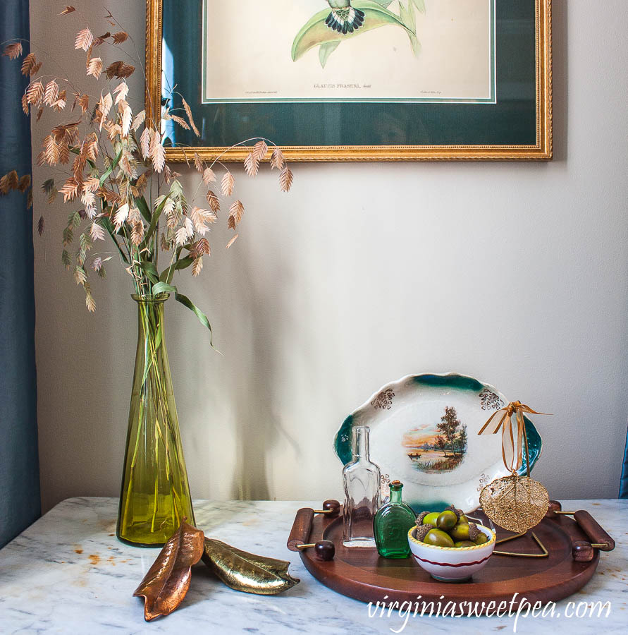 Fall vignette in a formal living room