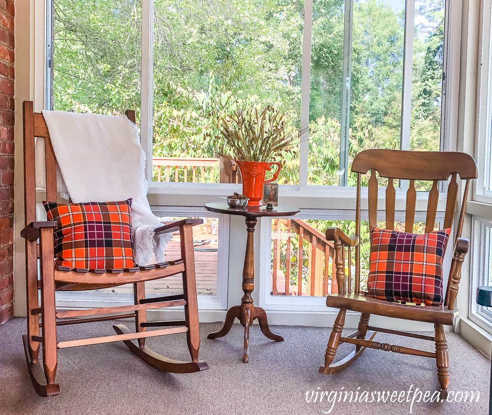 Porch Decorated for Fall