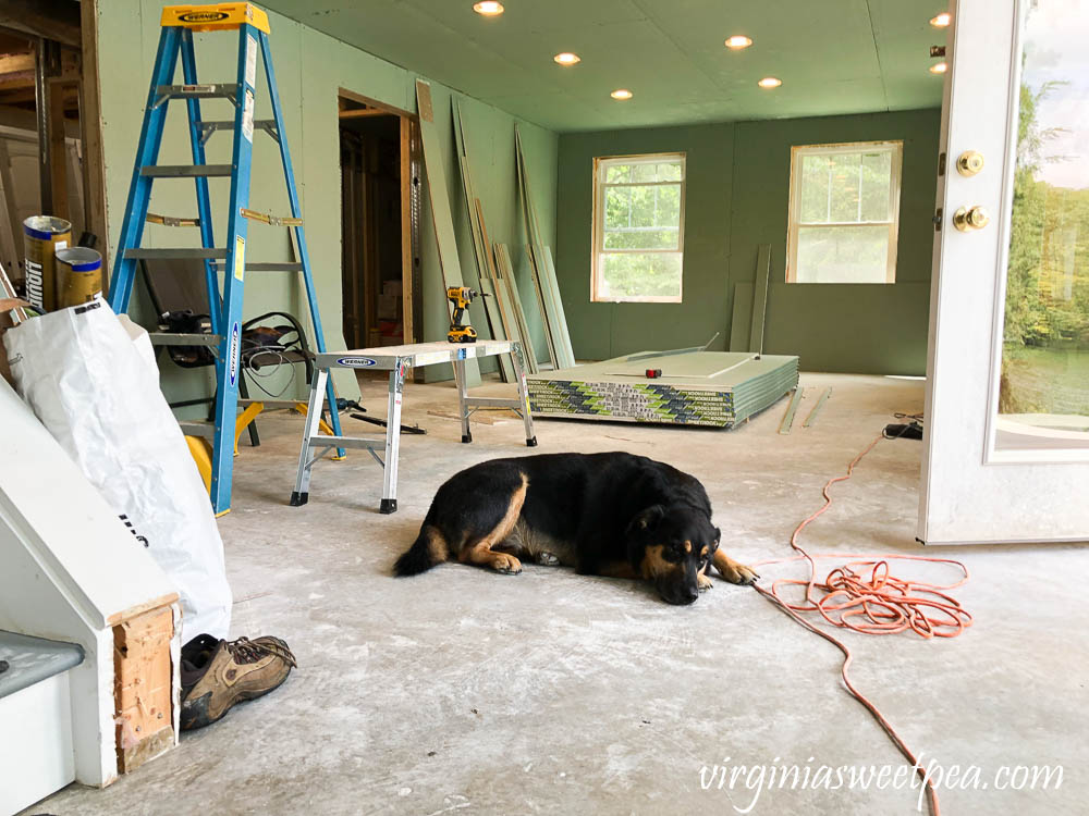 Sherman Skulina helping with a basement project at Smith Mountain Lake.