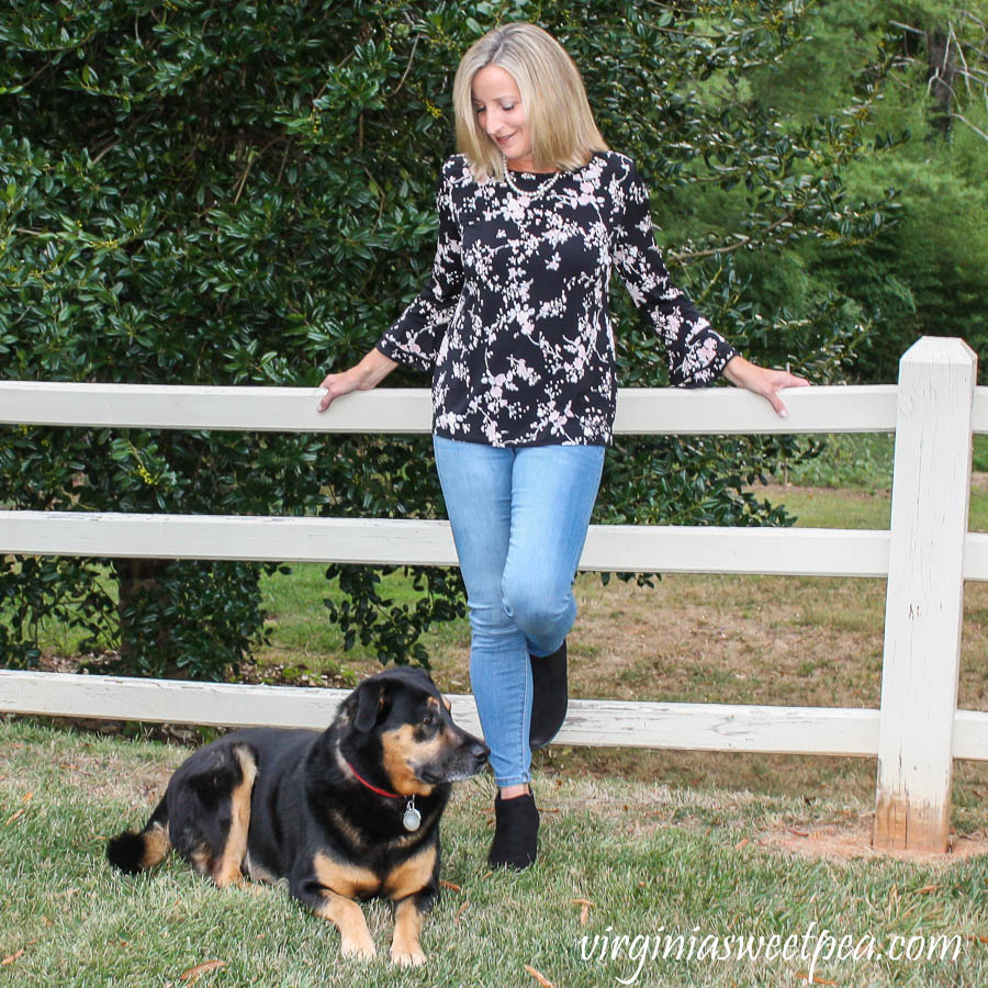 Stitch Fix Review for October 2019 - Karl Lagerfeld Paris Yessie Trumpet Sleeve Knit top