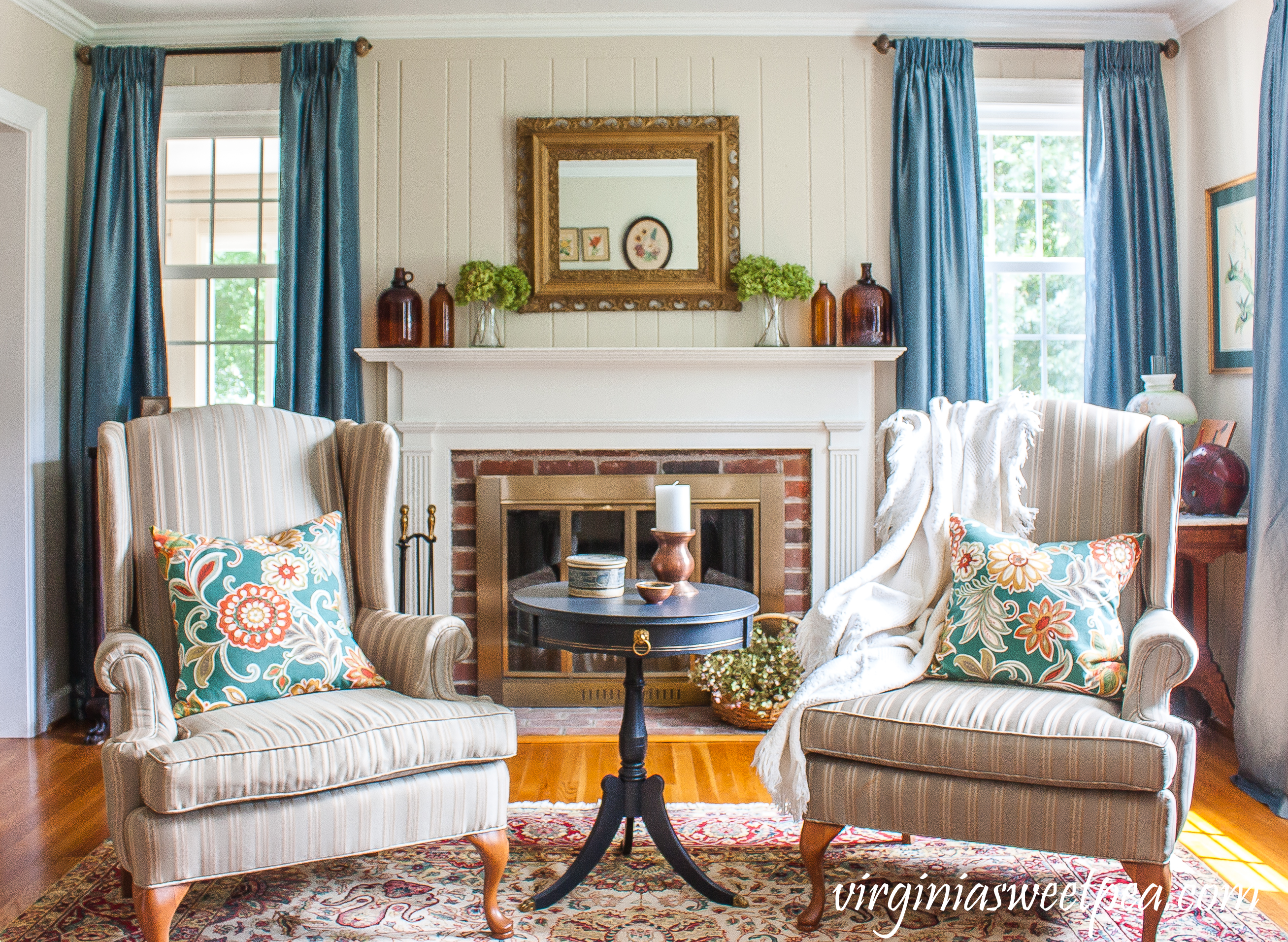 Living room decorated for late summer/early fall