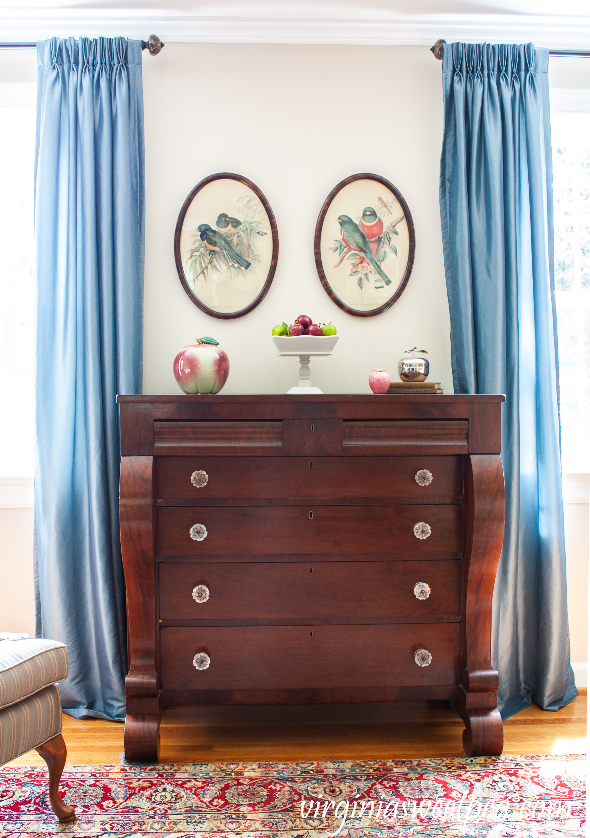 Antique chest decorated with an apple theme for early fall