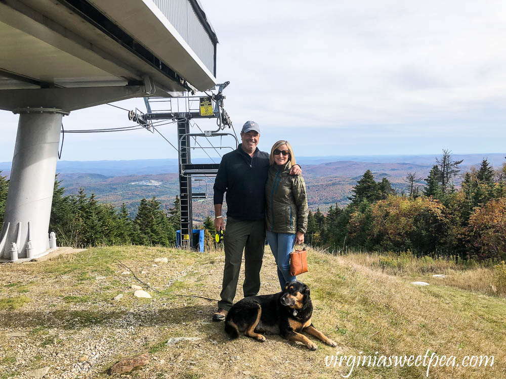 Paula and David Skulina on the summit of Okemo Mountain in Fall
