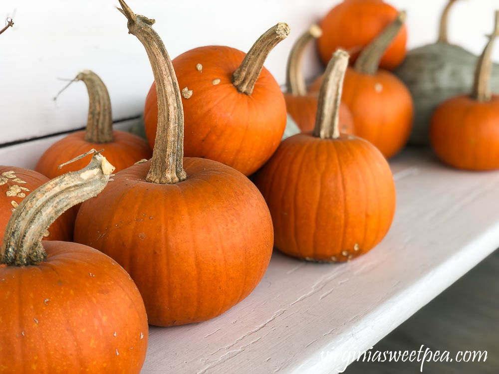 Pumpkins on a bench at a general store in Kedron Valley, VT