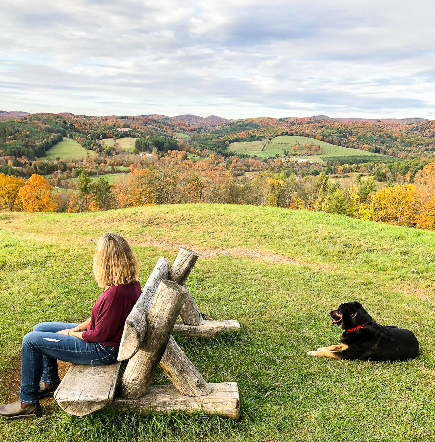 Summit of Mount Tom in fall in Woodstock, Vermont