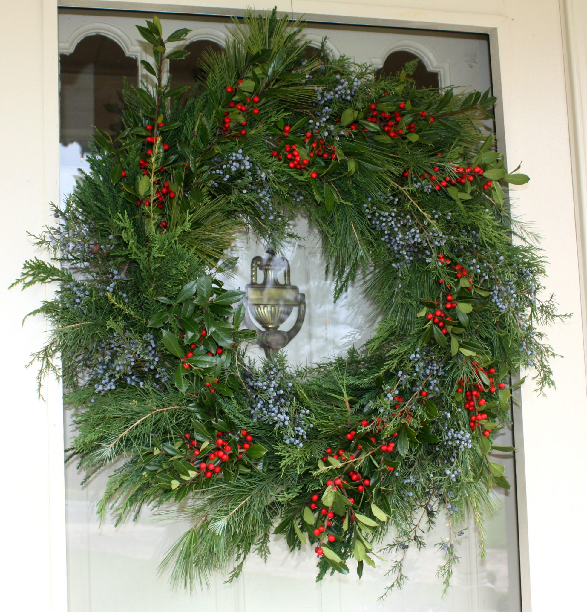 Handmade live greenery Christmas wreath.