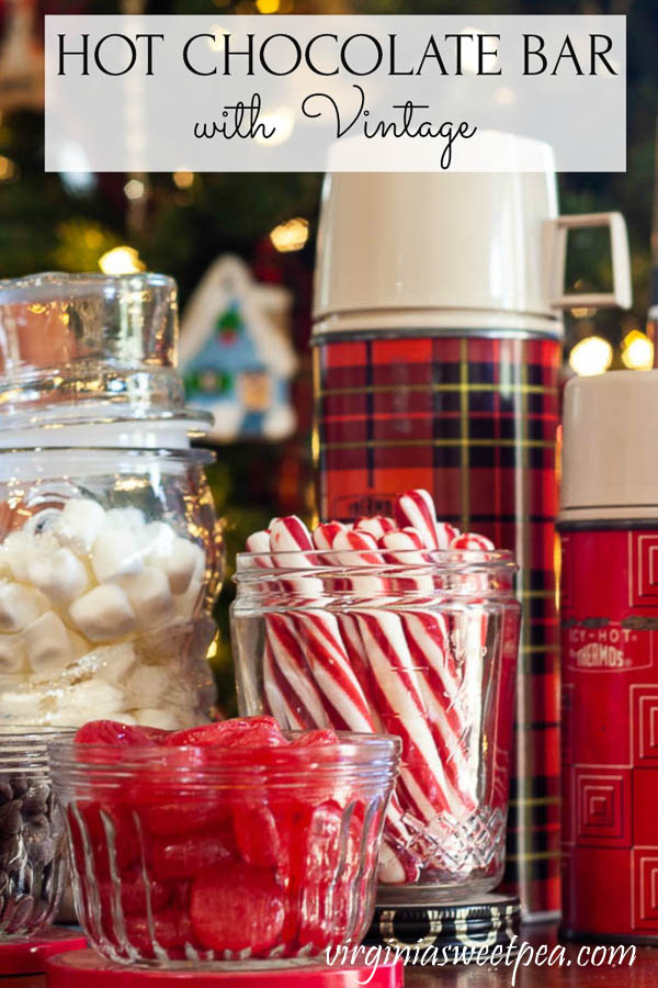 Hot Chocolate Bar set up using vintage items