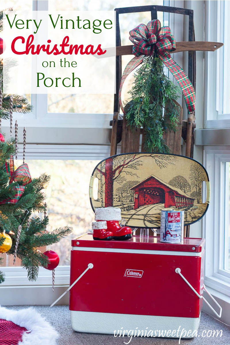 A Very Vintage Christmas on the Porch - A Porch is decorated for Christmas with vintage