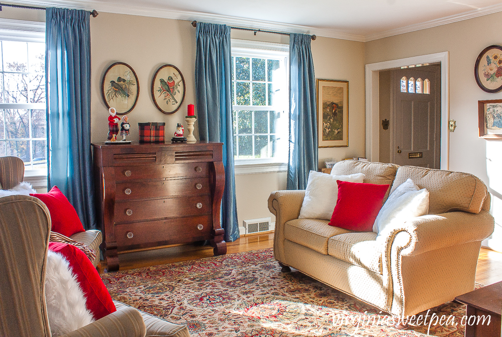 A Very Vintage Christmas in the Formal Living Room - A living room is decorated for Christmas with Vintage