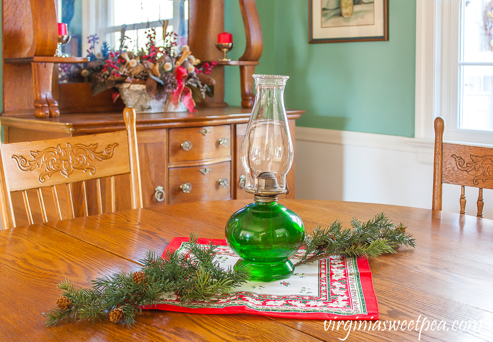 A Very Vintage Christmas in the Dining Room - A dining room is decorated for Christmas with vintage.