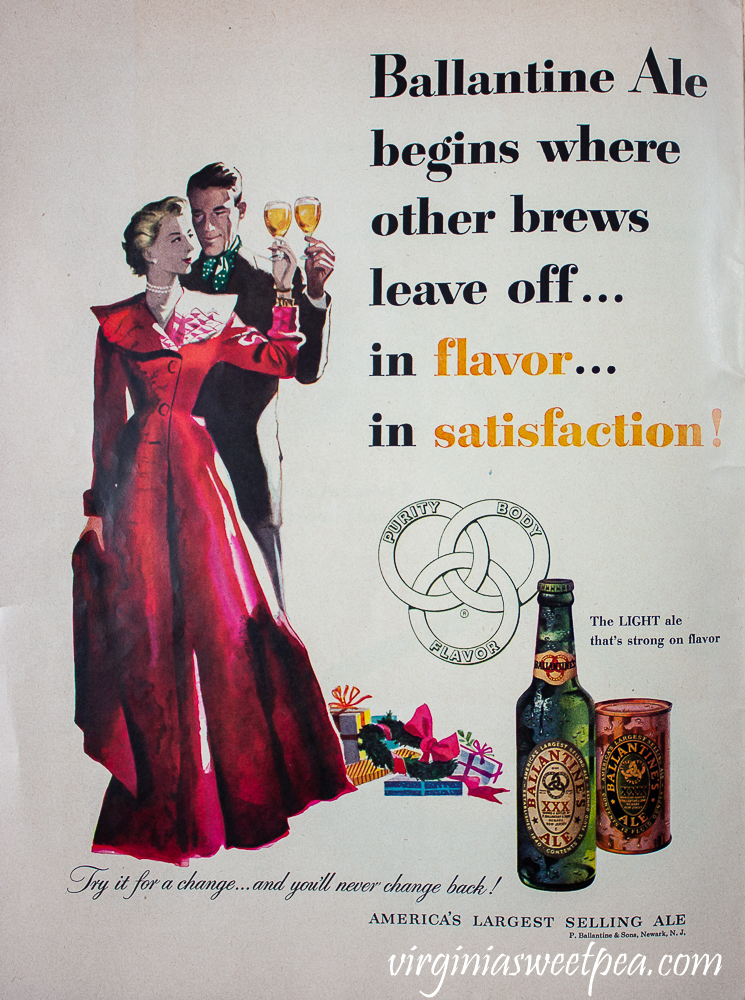 Ballantine Ale ad found in a December 25, 1950 Life Magazine ad