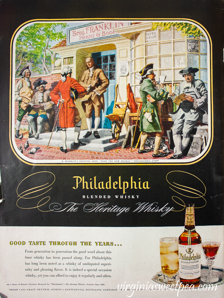 Philadelphia Blended Whisky ad found in Life Magazine December 25, 1950 issue