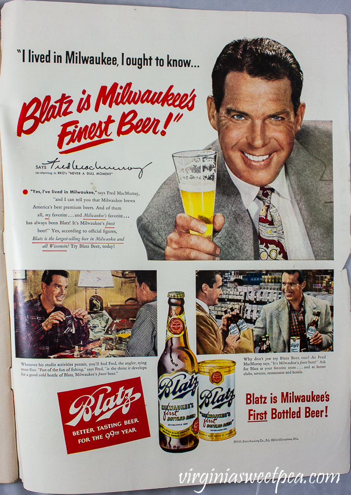 Blatz beer ad in a December 25, 1950 issue of Life Magazine