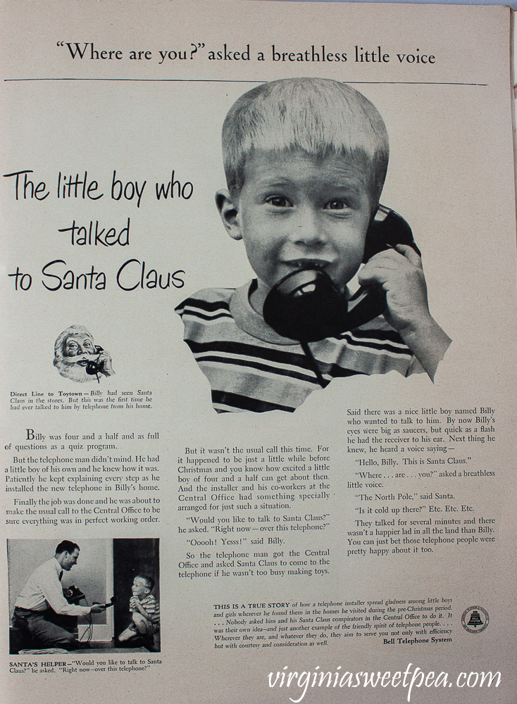 The Little Boy Who Talked to Santa Claus ad for Bell Telephone System in a December 25, 1950 Life Magazine