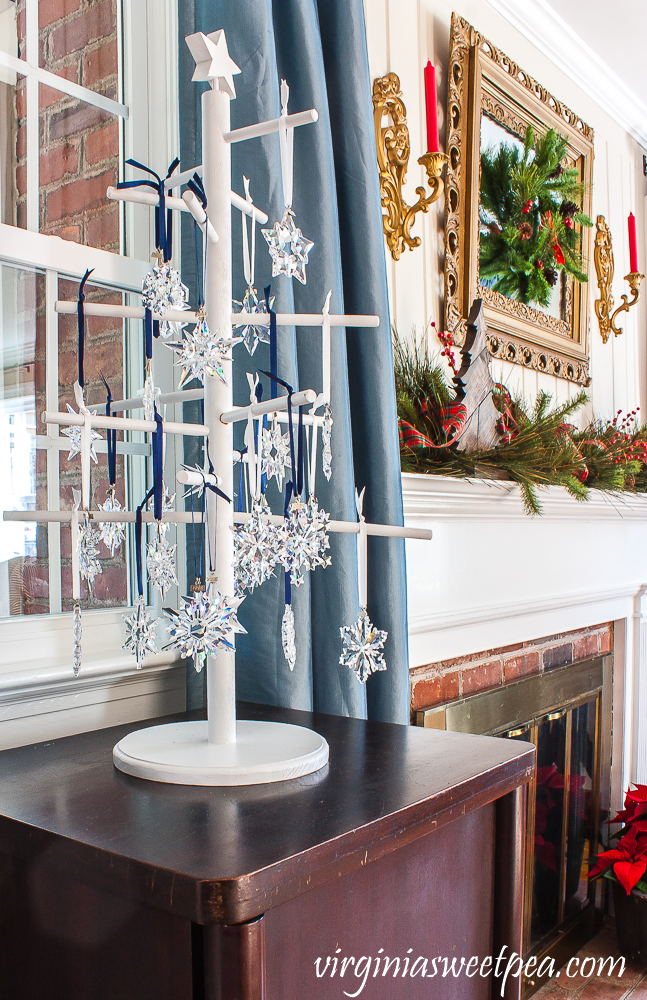 A Very Vintage Christmas in the Formal Living Room - Tree decorated with Swarovski Snowflake ornaments