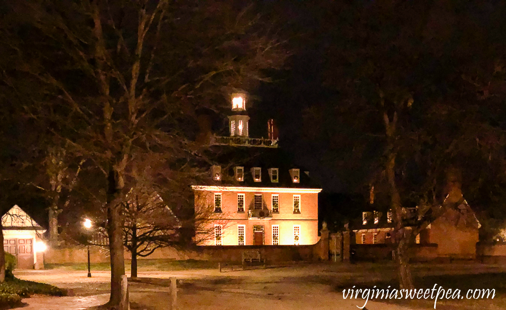 Capital Building at night at Christmas in Williamsburg, Virginia