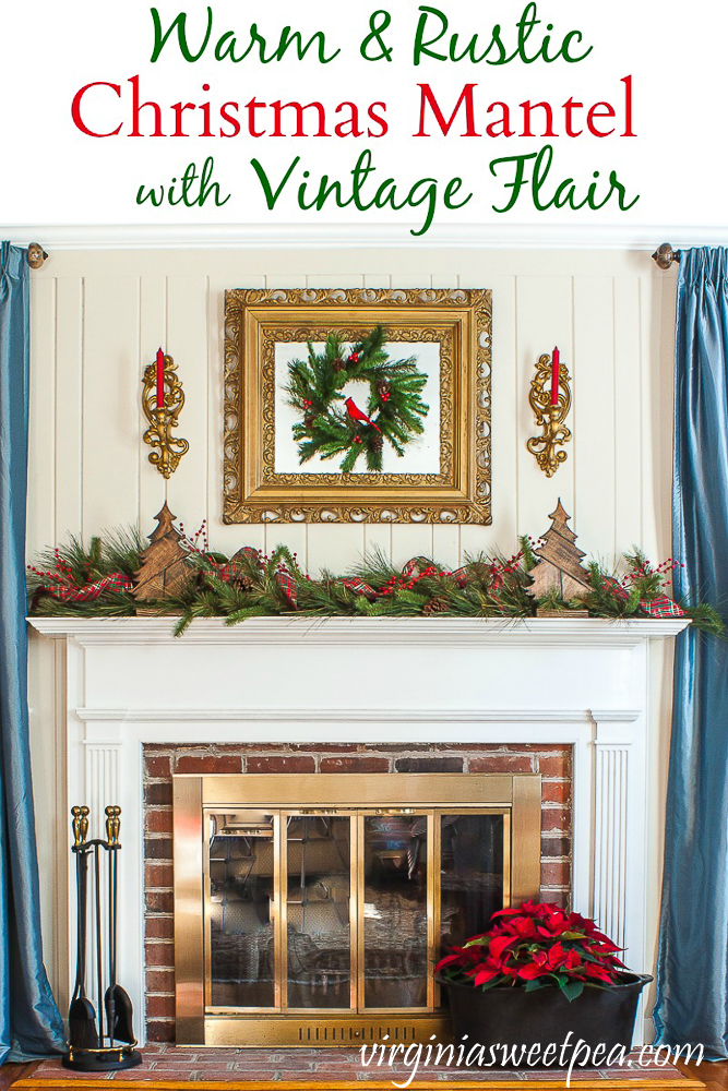 Warm and Rustic Christmas Mantel with Vintage Charm