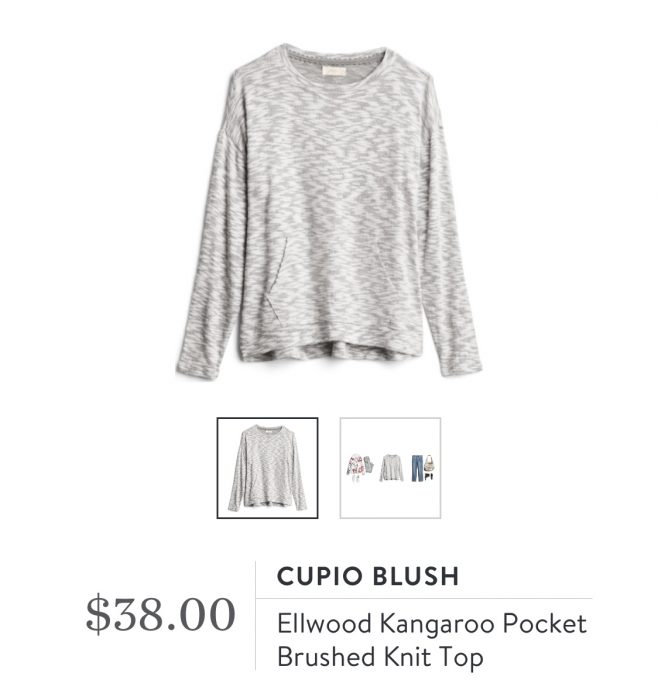 Stitch Fix Copio Blush Ellwood Kangaroo Pocket Brushed Knit Top