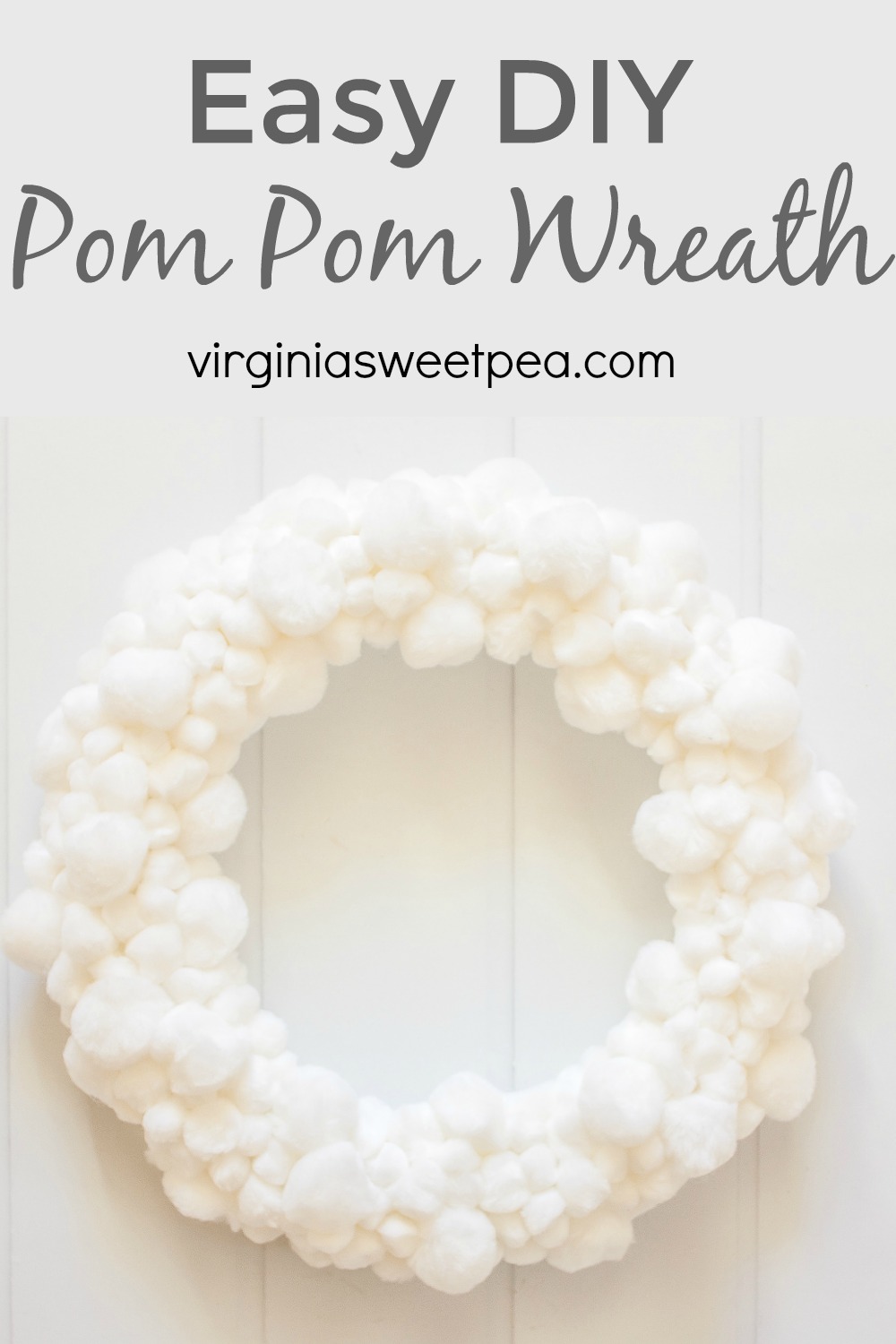 Easy DIY Pom Pom Wreath made with three different sizes of craft store pom poms