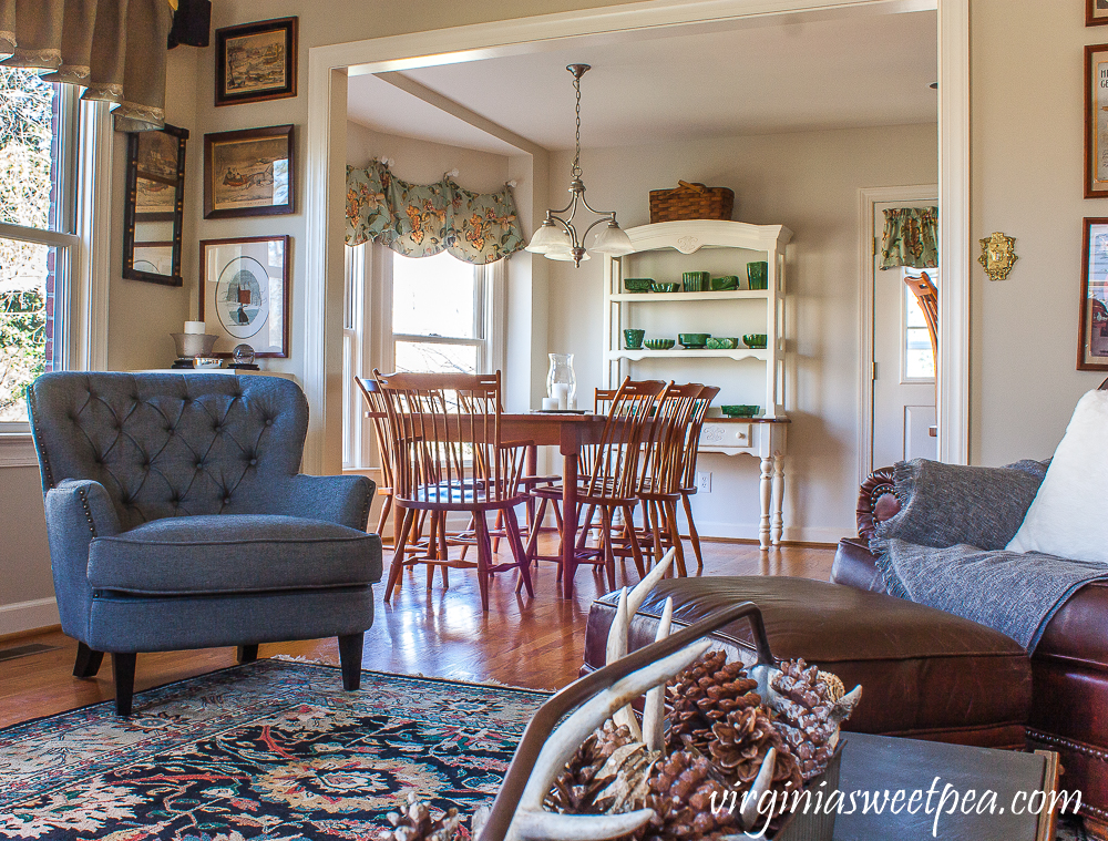 Family Room Decorated for Winter