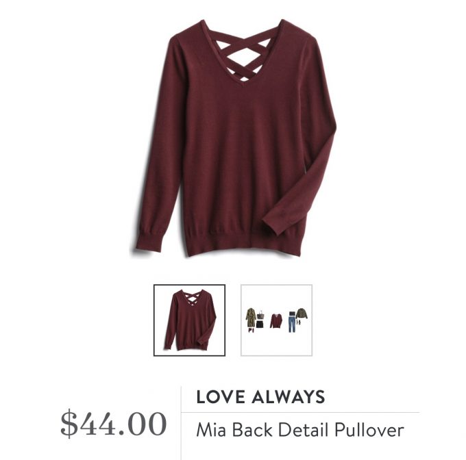 Love Always Mia Back Detail Pullover