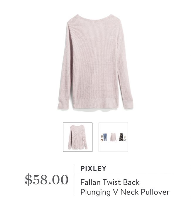 Stitch Fix Market & Spruce Fallan Twist Back Plunging V Neck Pullover