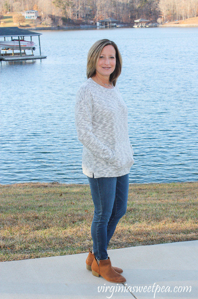 Stitch Fix Review for 2020 - Cupio Blush Ellwood Kangaroo Pocket Brushed Knit Top with Prosperity Torrie Skinny Jean