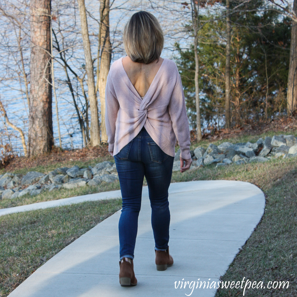 Stitch Fix Review for 2020 - Market & Spruce Fallan Twist Back Plunging V Neck Pullover with Prosperity Torrie Skinny Jean