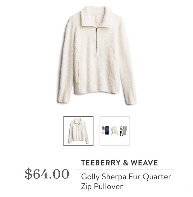 Stitch Fix Teeberry & Weave Golly Sherpa Fur Quarter Zip Pullover