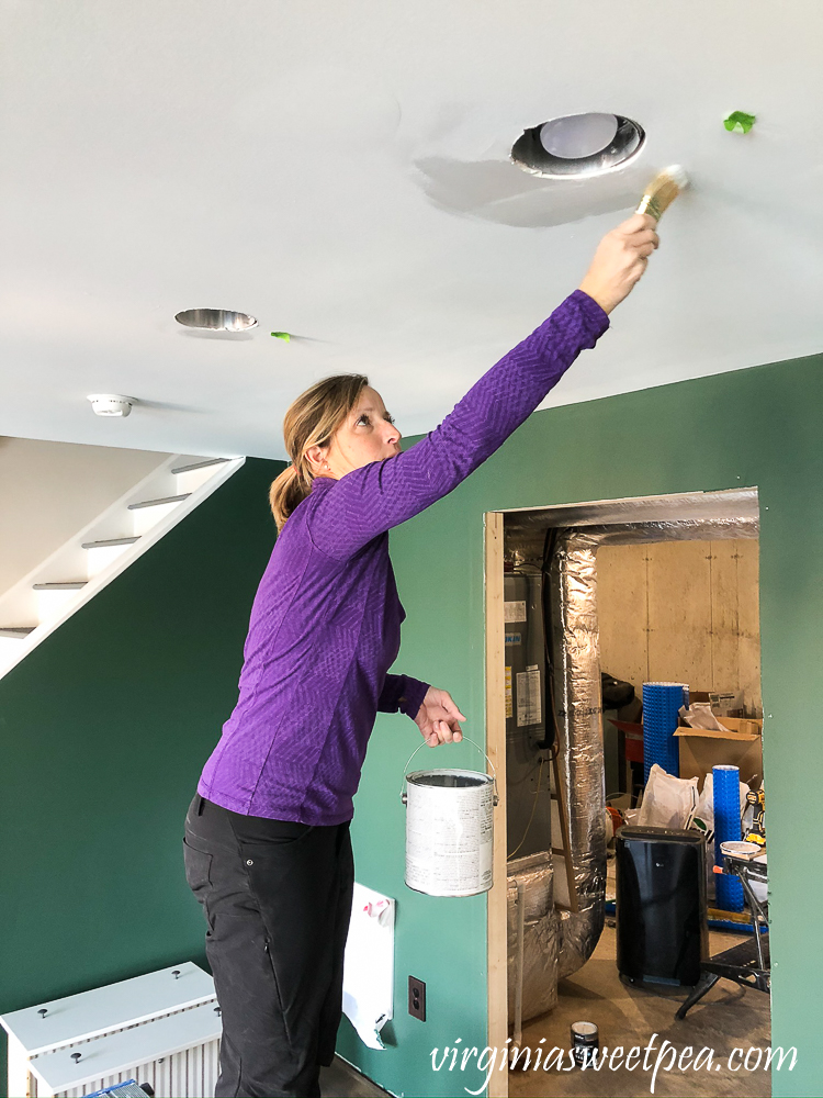 Touching up Ceiling Paint in a basement