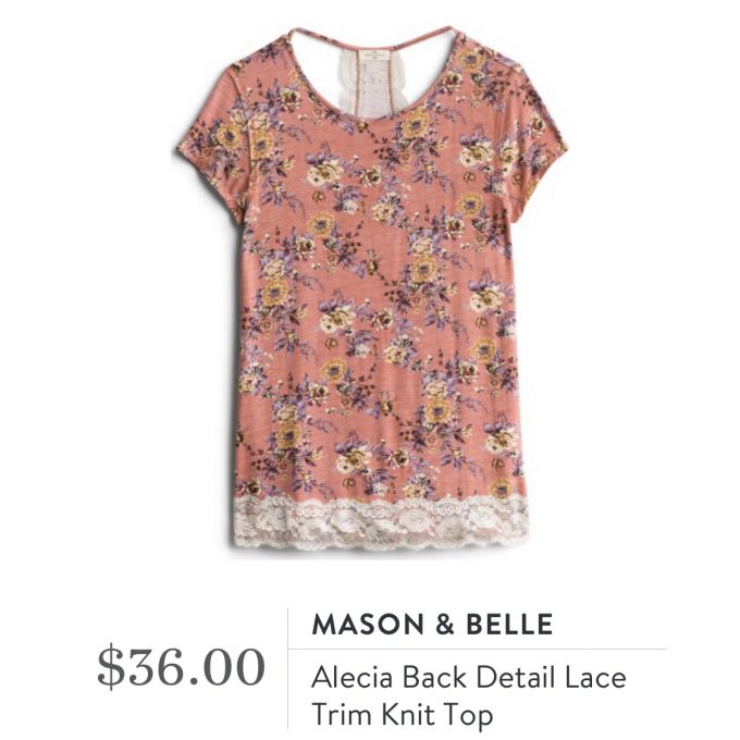 Mason & Belle Alecia Back Detail Lace Trim Knit top