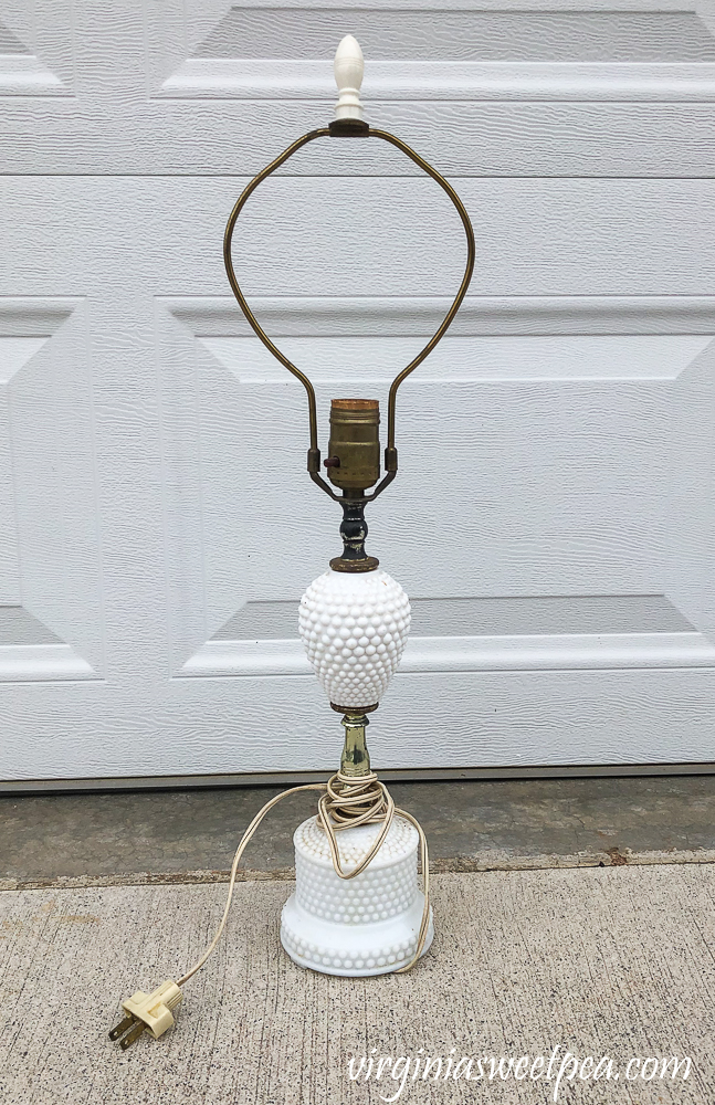 Milk Glass Lamp Before Makeover