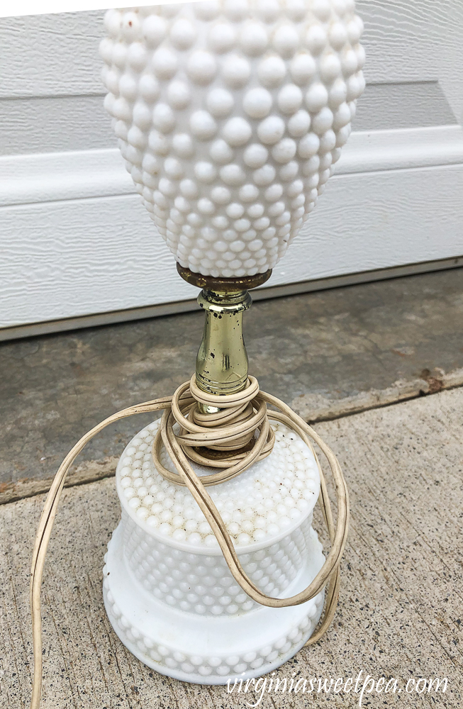 Milk Glass Lamp Before Makeover