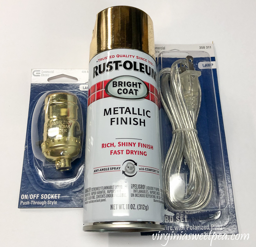 Lamp parts and Rust-oleum gold spray paint