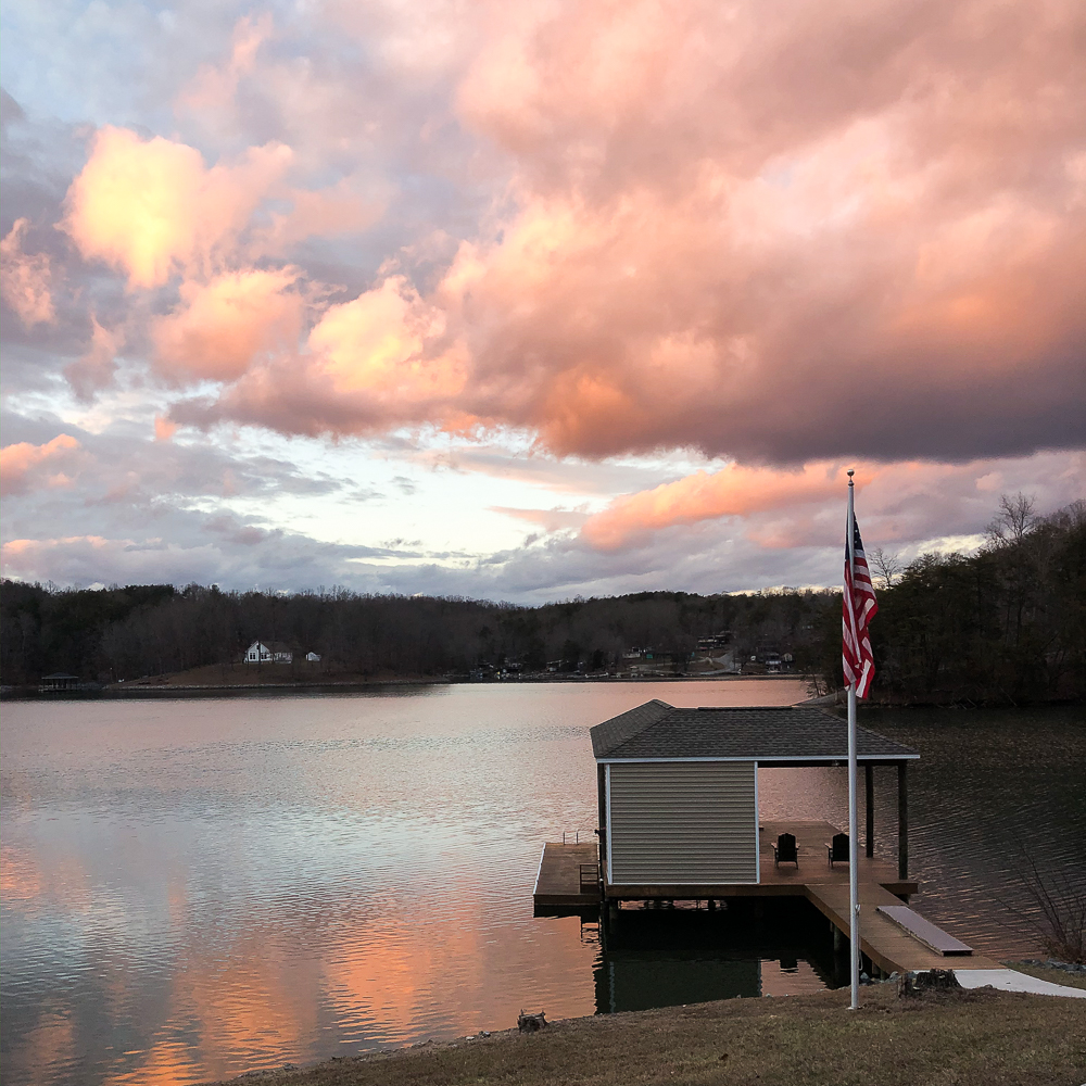 Sunset at Smith Mountain Lake on February 1, 2020