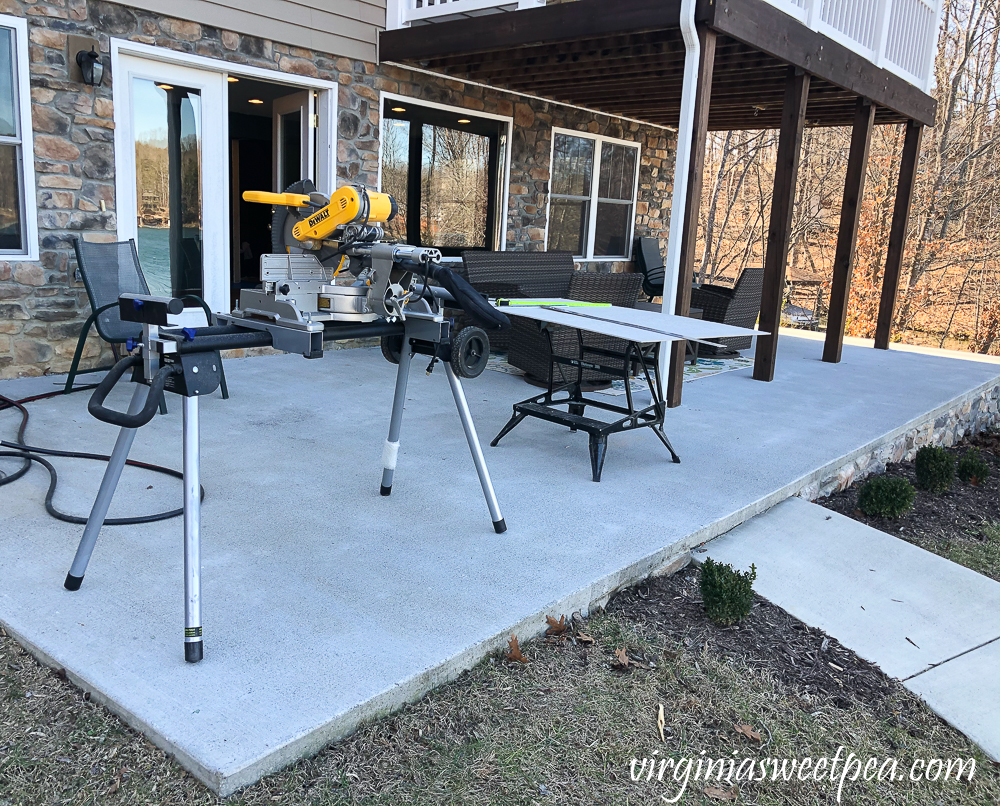 Dewalt Sliding Compound miter saw on a stand