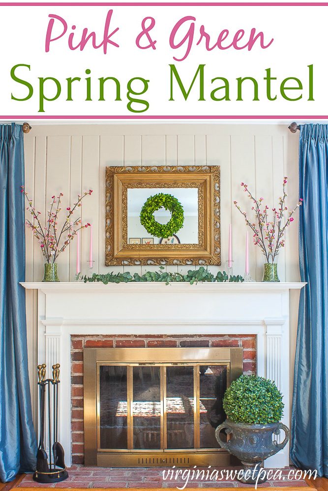 Pink and Green Spring Mantel