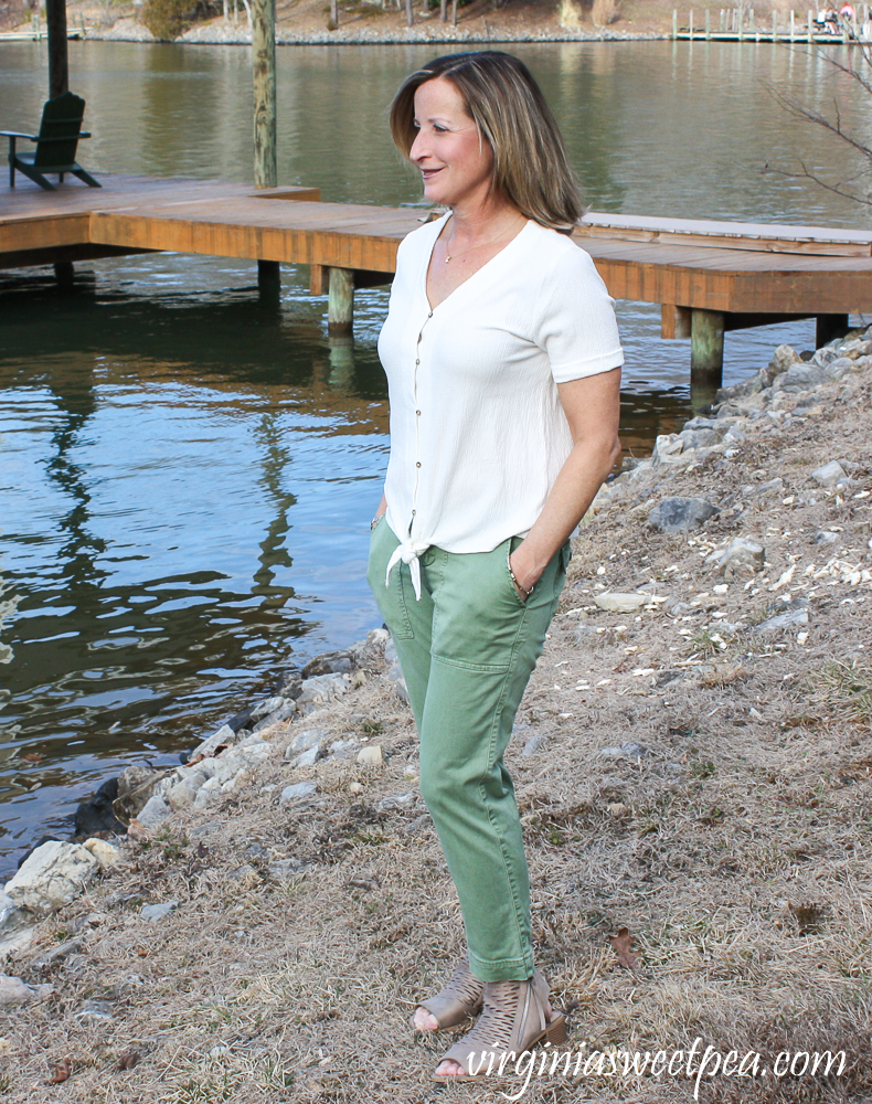 Stitch Fix Review for March 2020 - Brina & Em Sharisse Button Down Tie Front Knit Top