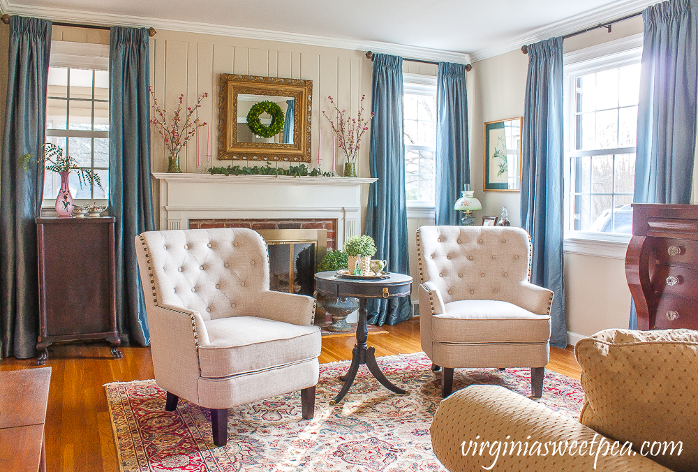 Wayfair Ivo Wingback Chair in Beige Linen in a living room