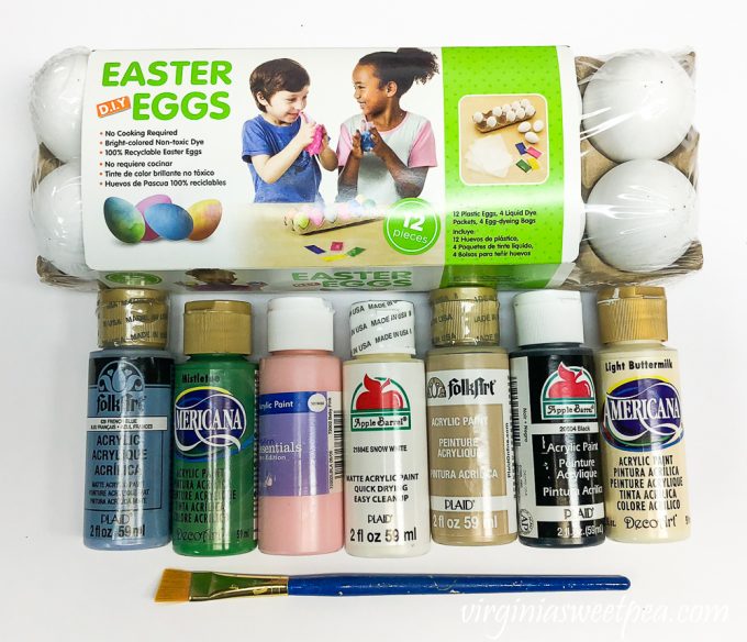 Supplies to make painted speckled eggs