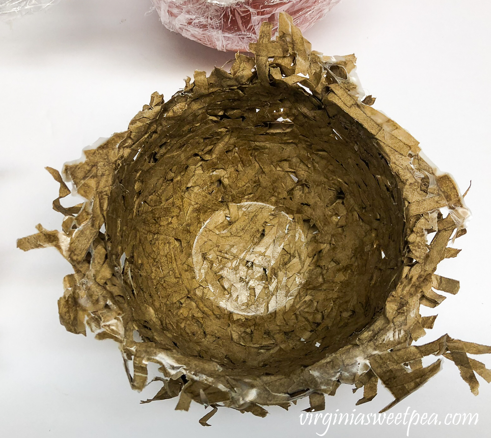 Nest made from a shredded paper bag