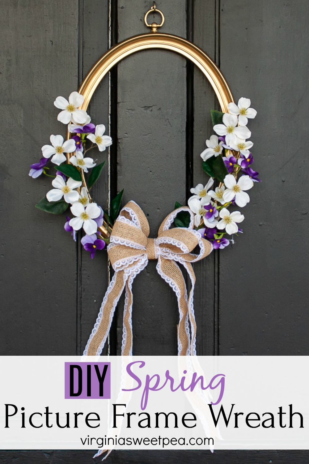 Spring wreath made using a picture frame