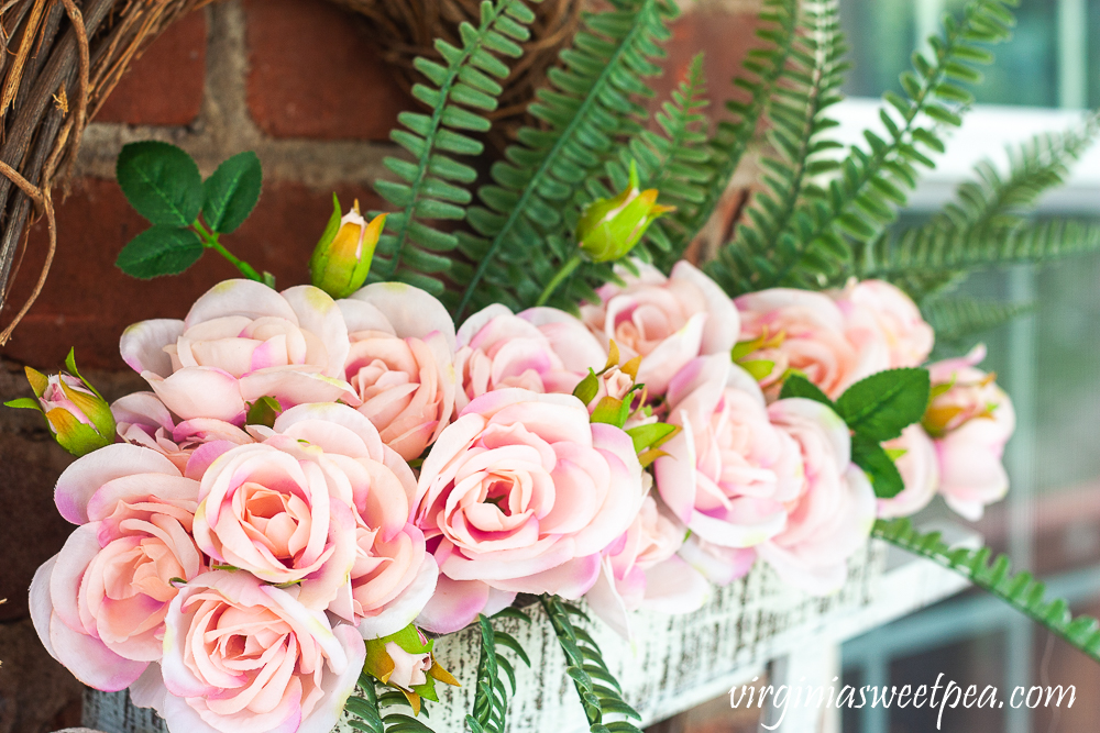 Faux roses and faux ferns from Dollar General